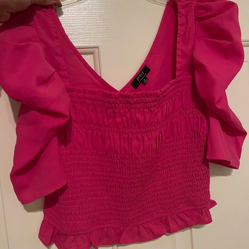 Smocked Puff-Sleeve Top